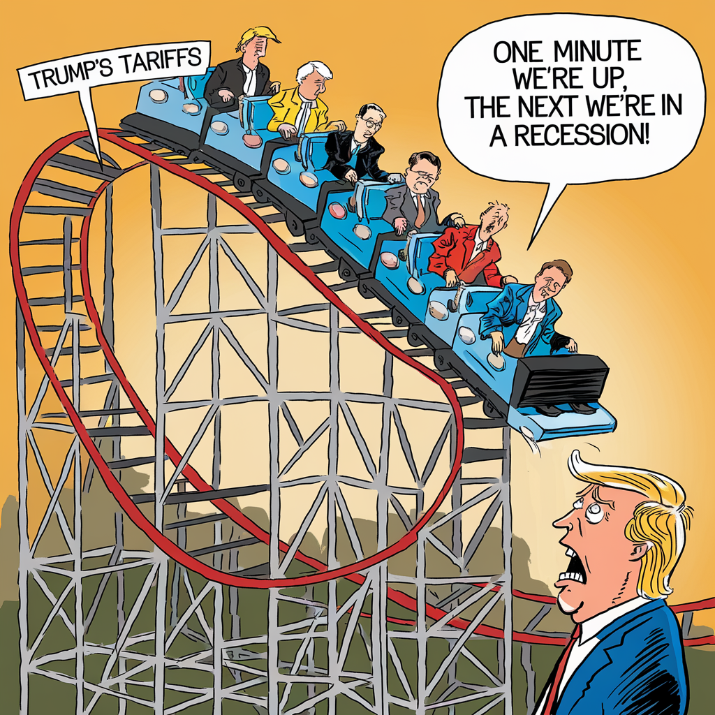Trump's Tariff Rollercoaster: A Recession in a Box Meme